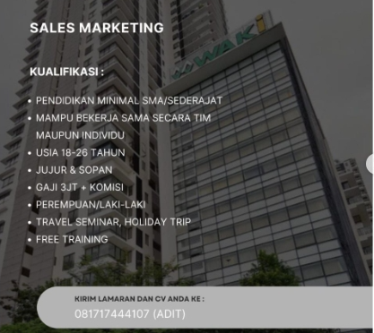 Loker Sales Representative & Sales Marketing