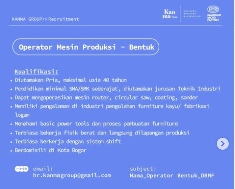 Loker Operator Mesin Produksi - Bentuk