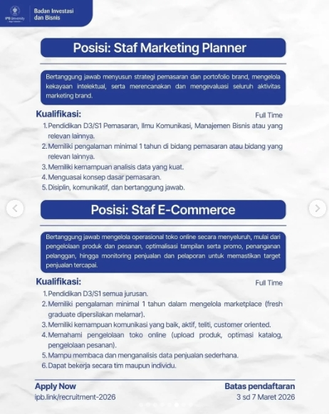 Loker Staf marketing planner