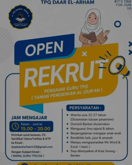 Loker PENGAJAR / GURU TPQ (TAMAN PENDIDIKAN AL-QUR’AN)