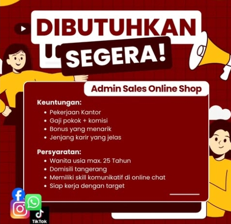 Loker Admin Sales Online Shop