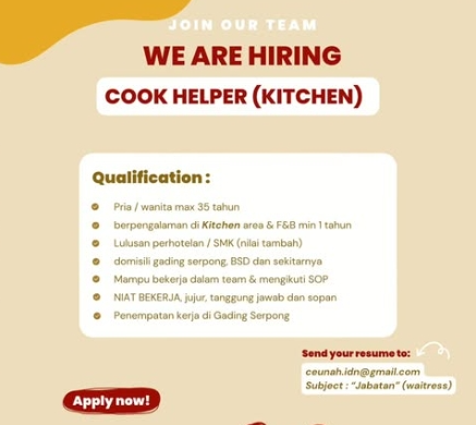 Loker Cook Helper (kitchen)