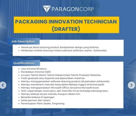 Loker Packaging innovation technician(drafter)
