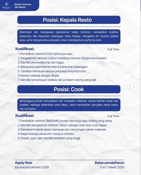 Loker Kepala Resto