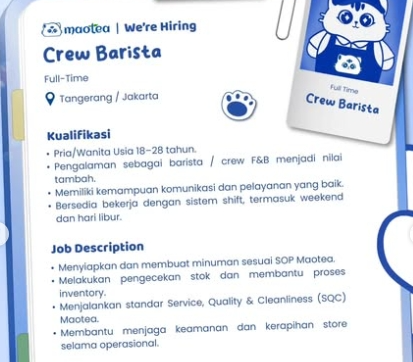 Loker Crew barista