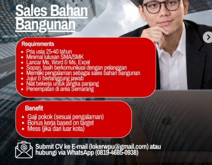 Loker Sales bahan bangunan