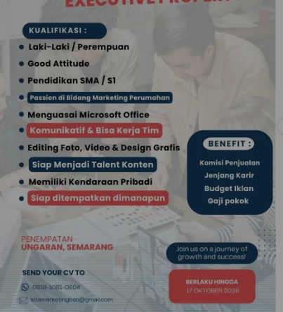 Loker MARKETING EXECUTIVE PROPERTY 🏡