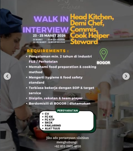 Loker Demi Chef