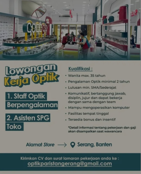 Loker Staff Optik berpengalaman,