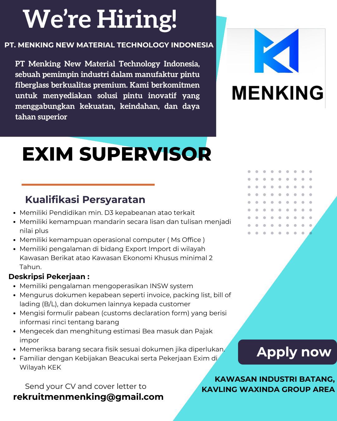 Loker EXIM SUPERVISOR