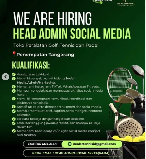 Loker Head admin sosial media