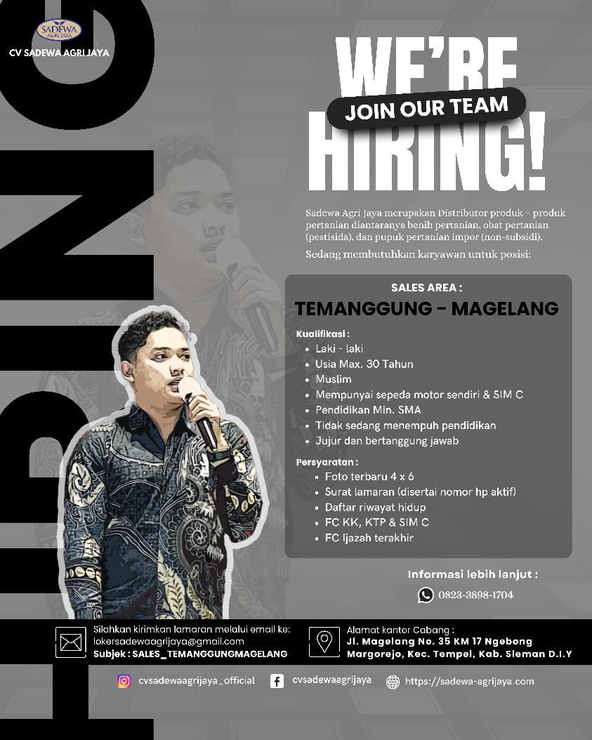 Loker SALES AREA: TEMANGGUNG - MAGELANG