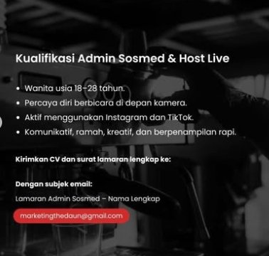 Loker Admin sosmed & hostlive