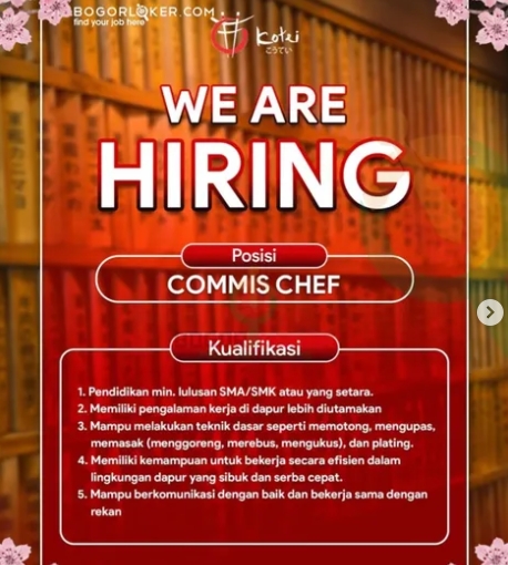 Loker Commis Chef
