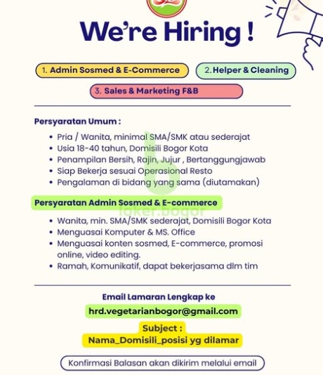 Loker Admin Sosmed & E-Commerce