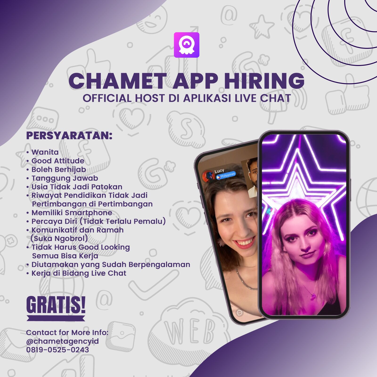 Loker Host Official di Aplikasi Live streaming
