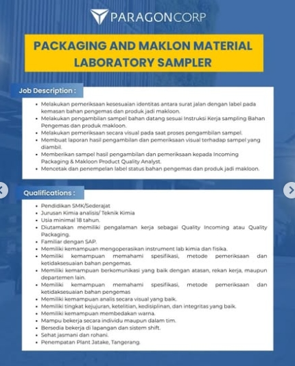 Loker Packaging and maklon material laboratory sampler