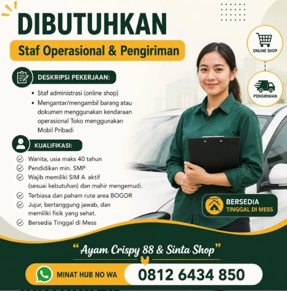 Loker Staf Operasional & Pengiriman