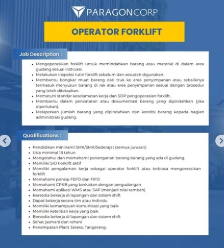 Loker Operator forklift