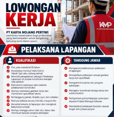 Loker 🏗️ PELAKSANA LAPANGAN